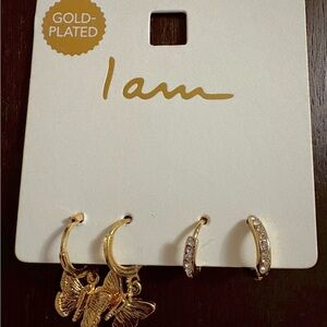Gold-Plated Butterfly Earrings Set